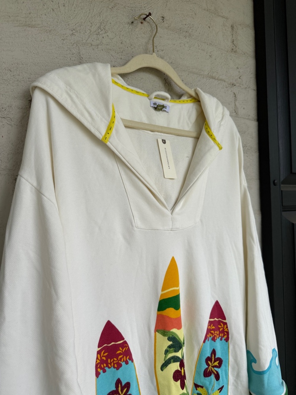 NWT Anthropologie Celandine Catching Waves Poncho Hooded Cover-Up Size Small - Picture 12 of 14